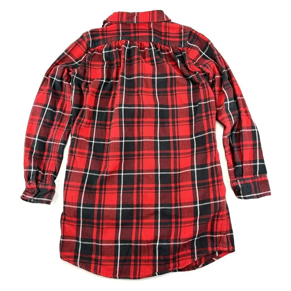 Ralph Lauren Girls Holiday Flannel Dress Size 12 Red Plaid Pockets Ruffles